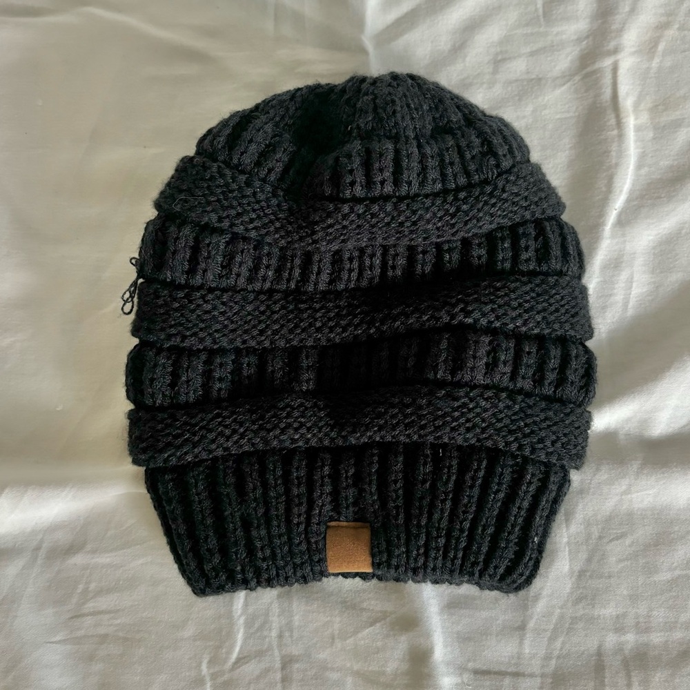 Sonoma brand Women’s Beenie with Leather accent.